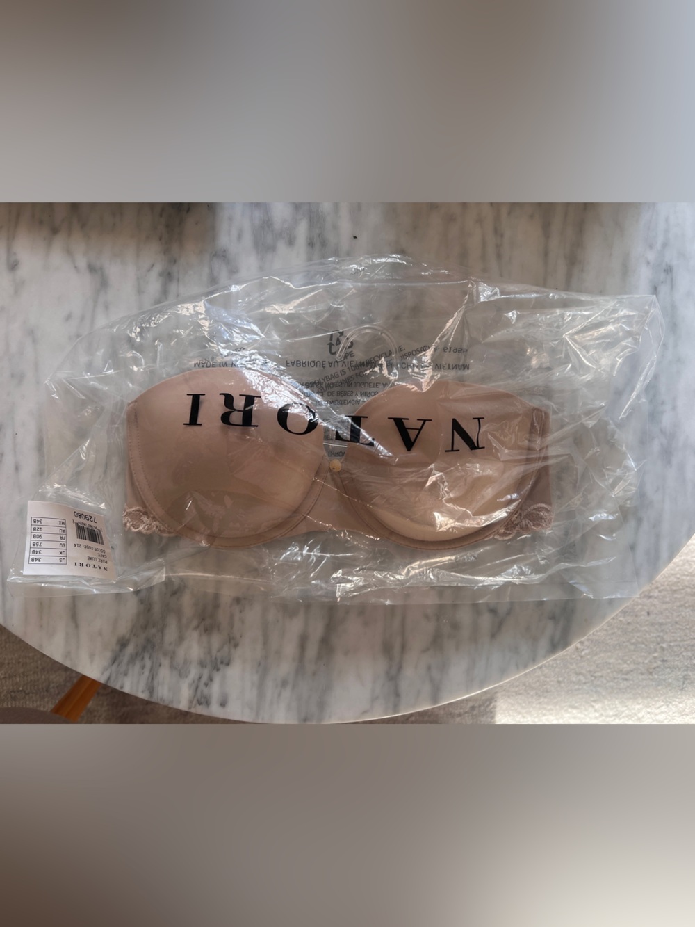 NWT Natori Pure Luxe Strapless Contour Underwire Bra in Cafe SZ 34B